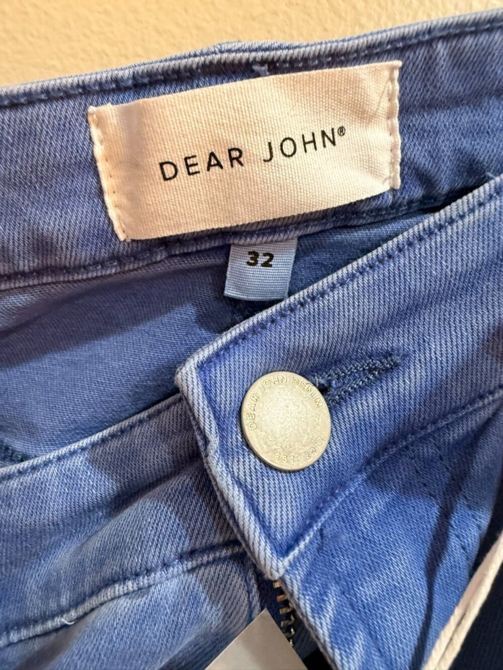 NWT Dear John Blue Wide Leg Raw Hem Jeans Size 32